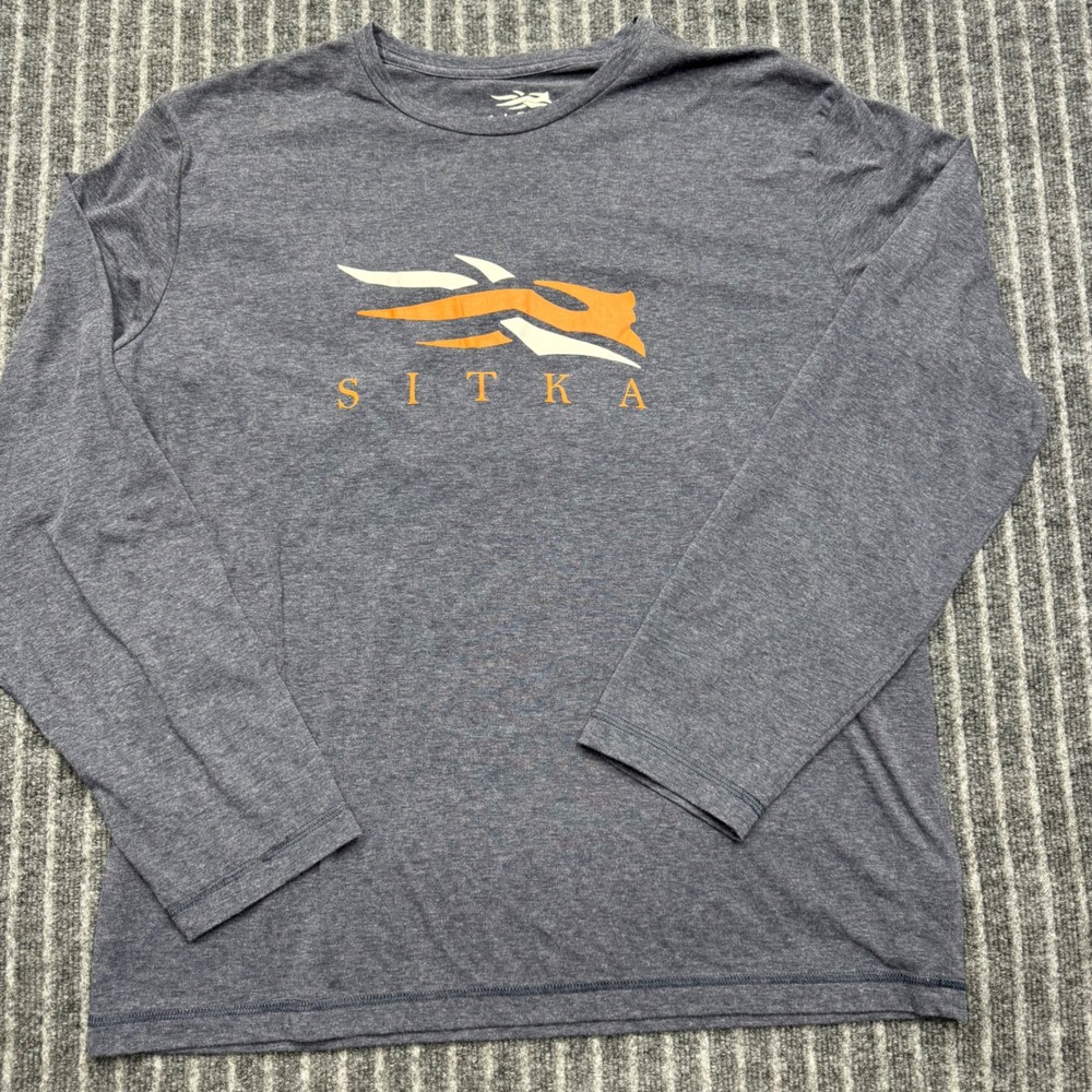 Sitka Mens XL Blue Logo Graphic Long Sleeve Performance Tee Shirt (2467)